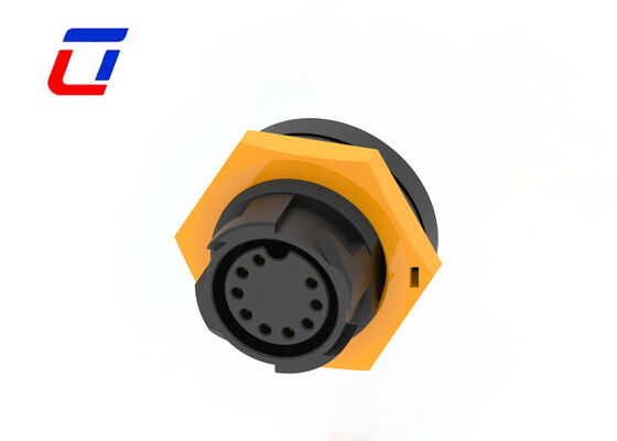 9-контактные штекерные и розеточные разъемы M19 для наружного применения, PA66, для передачи данных, латунь, позолоченные контакты