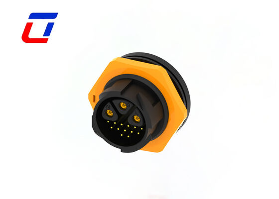 Разъем для панельного монтажа M25 3+13 контактов, для сигналов и питания, IP67, промышленный разъем-адаптер