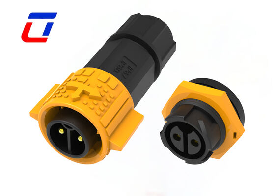 20A M19 2 Pin Bulkhead Power Connector Plastic IP67 Circular Quick Connectors