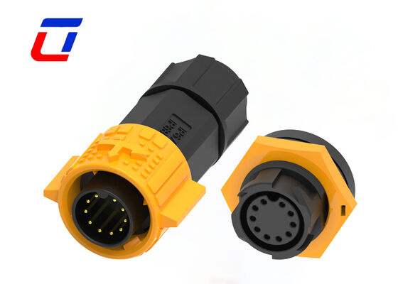 300V M19 10 Pin Waterproof Panel Connector Plastic PA66 Push Pull Data Connectors