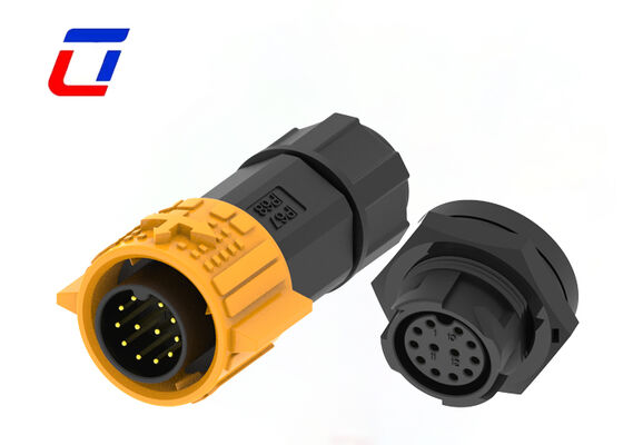 M19 12 Pin 300V IP67 Круговые пластиковые соединители с подталкивающим блокировкой водонепроницаемый соединитель данных