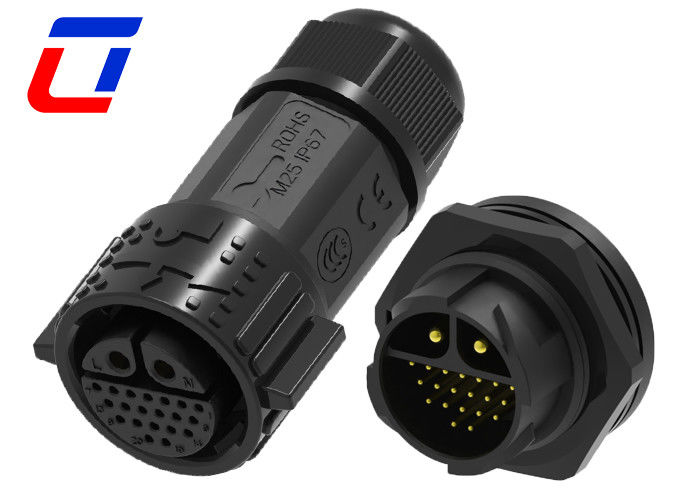 M25 Push Lock водонепроницаемый мужской женский разъединитель 2+20 Pin 14 Gauge Wire Connectors