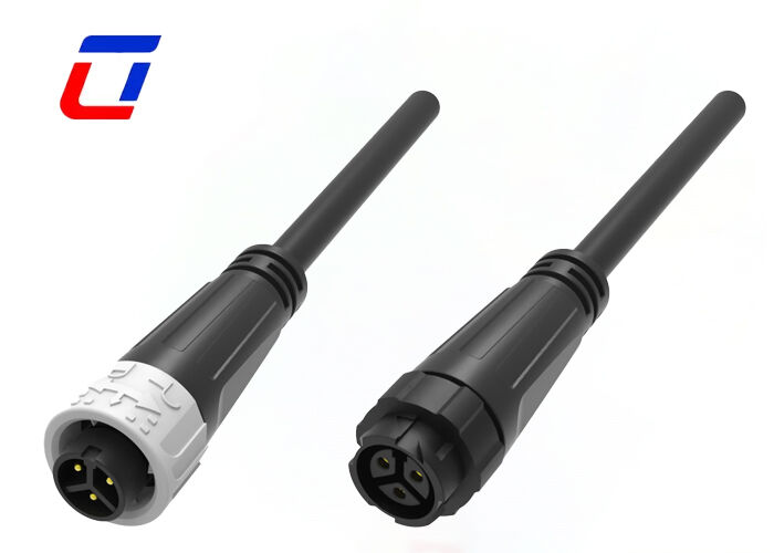 M16 3 Корневой водонепроницаемый кабельный разъединитель DC Quick Lock Brass Gold-Plated Power Connectors